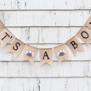 Adventure Awaits Baby Shower Decorations, Its a Boy Burlap Banner, Mountain Baby Shower, Little Explorer Shower, Let the Adventure Begin