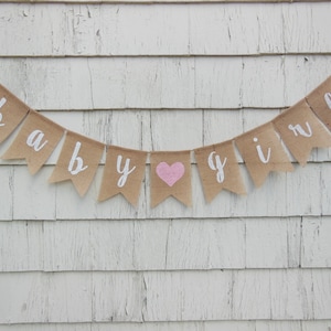 Baby Girl Shower Banner, Baby Girl Shower Decorations, Baby Girl Burlap Banner, Baby Girl Bunting, Pink Shower Decor, Rustic Baby Shower