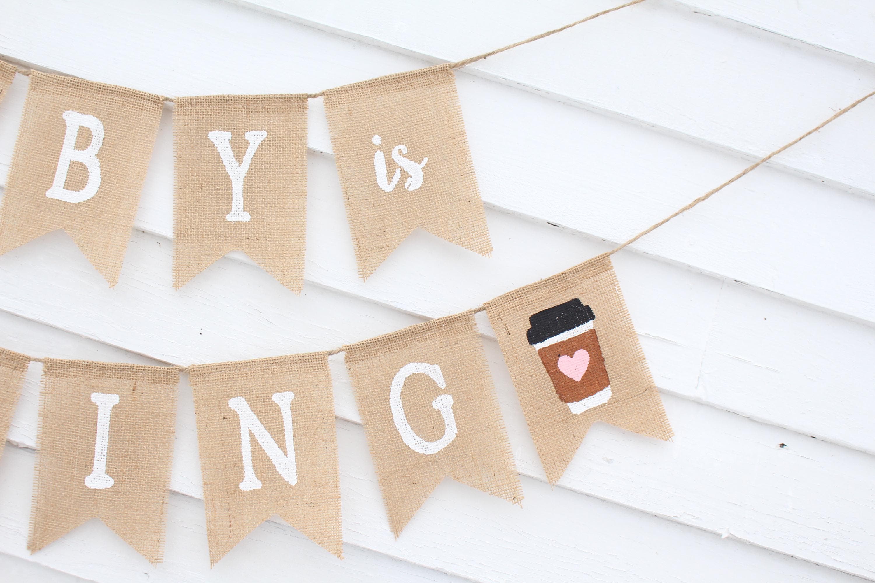 "A Baby Is Brewing" Banner Set - 3-Piece Coffee Theme Baby Shower Decorations