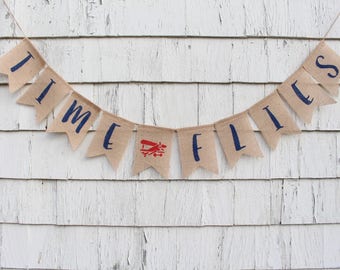 Time Flies First Birthday, Time Flies Banner, Vintage Airplane First Birthday Decorations, Airplane Banner, Time Flies Birthday Party