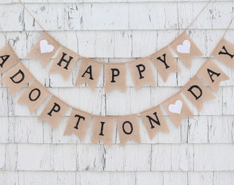 Happy Adoption Day Banner, Adoption Banner, Gotcha Day Decorations, Burlap Banner, Pet Adoption Party, Dog Birthday Party, Cat Dog Rescue
