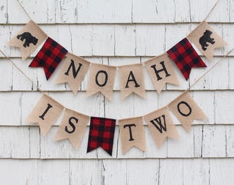 Lumberjack Second Birthday, Lumberjack Banner, Lumberjack Party Supplies, Lumberjack 2nd Birthday Decorations, Lumberjack Burlap Banner