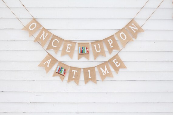 Banner de Érase una vez, Baby Shower de Érase una vez, Decoraciones para  baby shower de libros de cuentos, Tema de libro de cuentos para niños,