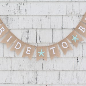 Beach Bridal Shower Decor, Bride To Be Banner, Aqua Bridal Shower, Starfish Banner, Beach Wedding, Bride To Be Garland, Beach Bridal Sign