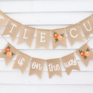 Little Cutie Baby Shower, A Little Cutie Is On The Way, Citrus Shower Decorations, Baby Shower Burlap Banner, Orange Shower Decor