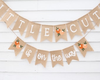 Little Cutie Baby Shower, A Little Cutie Is On The Way, Citrus Shower Decorations, Baby Shower Burlap Banner, Orange Shower Decor