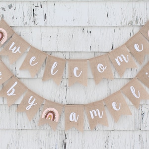 Boho Rainbow Baby Shower Decorations, Custom Welcome Baby Banner, Rainbow Shower Banner, Boho Baby Shower, Muted Rainbow, Gender Neutral