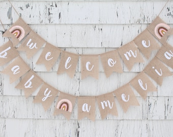 Boho Rainbow Baby Shower Decorations, Custom Welcome Baby Banner, Rainbow Shower Banner, Boho Baby Shower, Muted Rainbow, Gender Neutral
