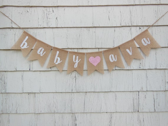 Custom Baby Banner, Personalized Name Banner, Baby Bunting, Baby Shower Decor, Pregnancy Announcment Photo Prop, Burlap Banner, Baby Girl