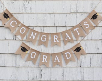 Congrats Grad Banner, Graduation Burlap Banner, College Bound, Congratulations Banner, Rustic Graduation Decorations, Class of 2026 Banner