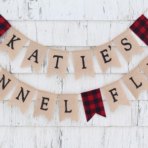 Flannel Fling Before the Ring Banner- Bridal Shower Decor Camping Bachelorette Party Decor Buffalo Plaid Miss to Mrs Banner Burlap Banner