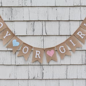 Boy or Girl Banner, Boy or Girl Bunting, Gender Reveal Banner, Gender Reveal Ideas, Gender Reveal Party Supplies, Burlap Banner