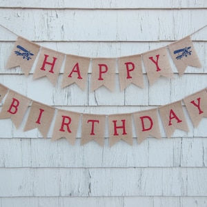 Time Flies Birthday Banner, Vintage Airplane First Birthday Decor, Airplane Burlap Banner, Time Flies First Birthday, Happy Birthday Banner