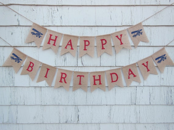 Time Flies Birthday Banner, Vintage Airplane First Birthday Decor, Airplane Burlap Banner, Time Flies First Birthday, Happy Birthday Banner