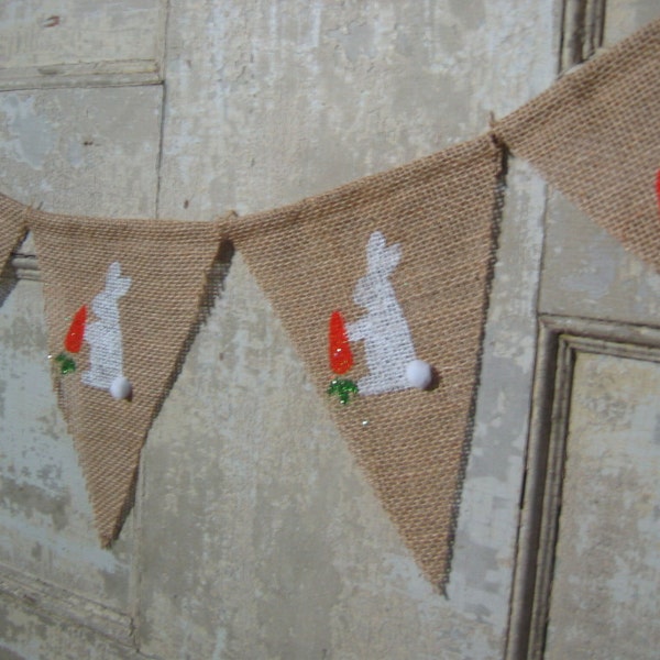 Easter Banner, Easter Decor, Easter Bunny Garland, Burlap Bunting, Rustic Easter, Photo Prop, Burlap Garland, Bunny Banner