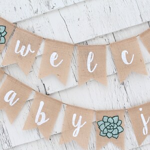 Succulent Baby Shower, Custom Welcome Baby Banner, Succulent Shower Decorations, Greenery Baby Shower Decorations, Personalized Baby Banner image 3
