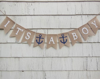Nautical Baby Shower, Its A Boy Banner, Ahoy Its a Boy, Nautical Shower Banner, Nautical Shower Decorations, Baby Boy Shower, Anchors Away