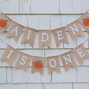 Pumpkin 1st Birthday, Pumpkin First Birthday Banner, Pumpkin Birthday Decorations, Custom Birthday Banner, Happy Birthday Burlap Banner