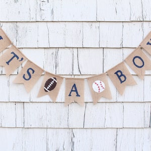 Sports Baby Shower Decorations, All Star Baby Shower Decorations, Its A Boy Burlap Banner, Baseball Banner, Football Baby Shower bild 1