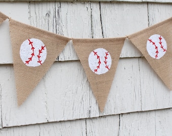 Baseball Nursery Decor, Baseball Birthday Party Decor, Baseball Banner, Baseball Bunting Garland, Burlap Banner Bunting, Baseball Photo Prop