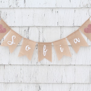 Rustic Baby Shower Decorations, Custom Name Burlap Banner, Personalized name banner, Custom Baby Banner Bunting, Personalized Burlap Garland