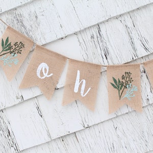 Greenery Baby Shower Banner, Greenery Shower Decorations, Baby Shower Burlap Banner, Oh Baby Burlap Banner, Gender Neutral baby Shower Decor image 3