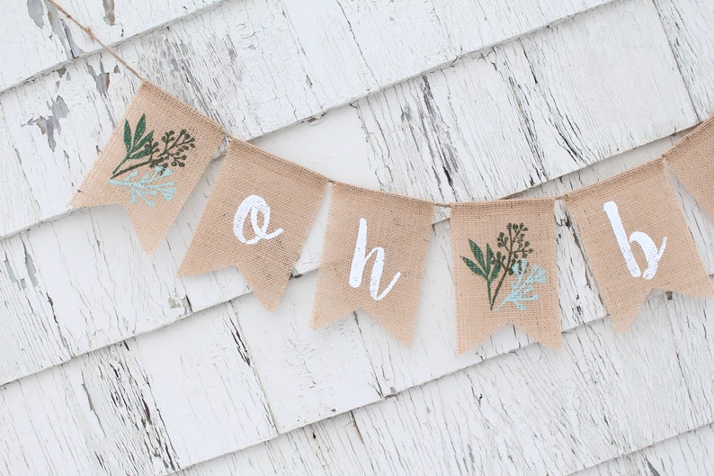 Greenery Baby Shower Banner, Greenery Shower Decorations, Baby Shower Burlap Banner, Oh Baby Burlap Banner, Gender Neutral baby Shower Decor image 3