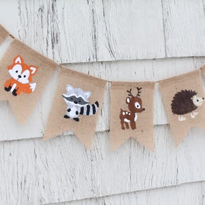 Woodland Baby Shower Decorations, Woodland Baby Banner, Fox Baby Shower, Woodland Burlap Banner, Woodland Party Supplies, Woodland Animals