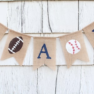 Sports Baby Shower Decorations, All Star Baby Shower Decorations, Its A Boy Burlap Banner, Baseball Banner, Football Baby Shower bild 2