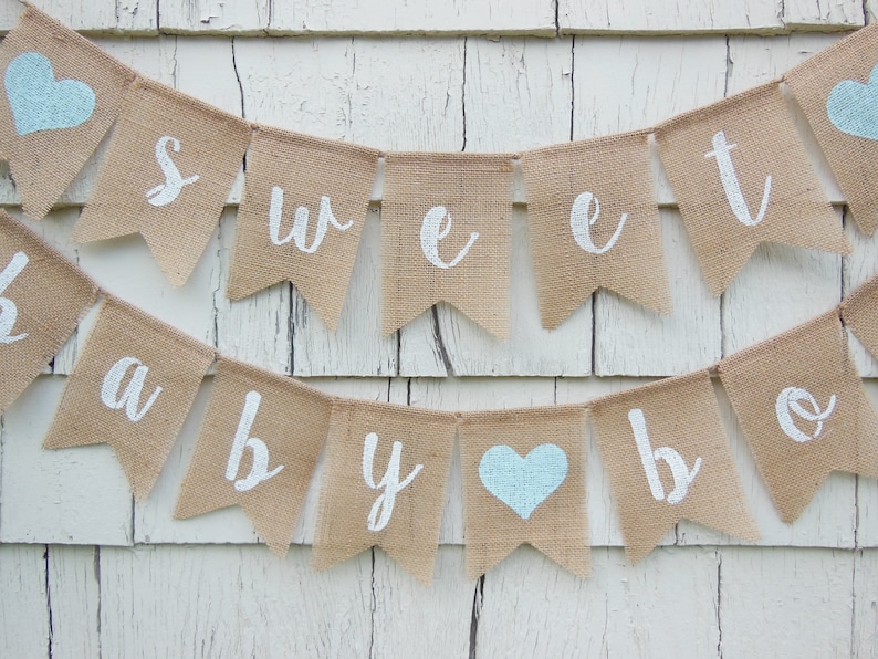 Sweet Baby Boy Banner, Rustic Baby Shower Decorations, Baby Boy Banner, Burlap Baby Shower Banner, Sweet Baby Boy, Baby Shower Bunting image 2