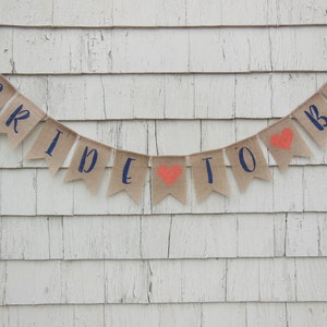 Miss to Mrs Banner, Navy Blue Bridal Shower Decor, Miss to Mrs Bunting Garland, Engagement Banner Engaged Garland, Burlap Rustic Shower Sign image 3