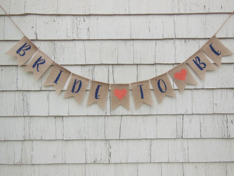 Miss to Mrs Banner, Navy Blue Bridal Shower Decor, Miss to Mrs Bunting Garland, Engagement Banner Engaged Garland, Burlap Rustic Shower Sign image 3