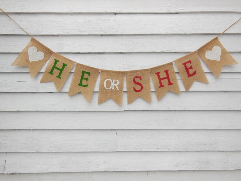 Christmas Gender Reveal He or She Gender Reveal Banner | Etsy