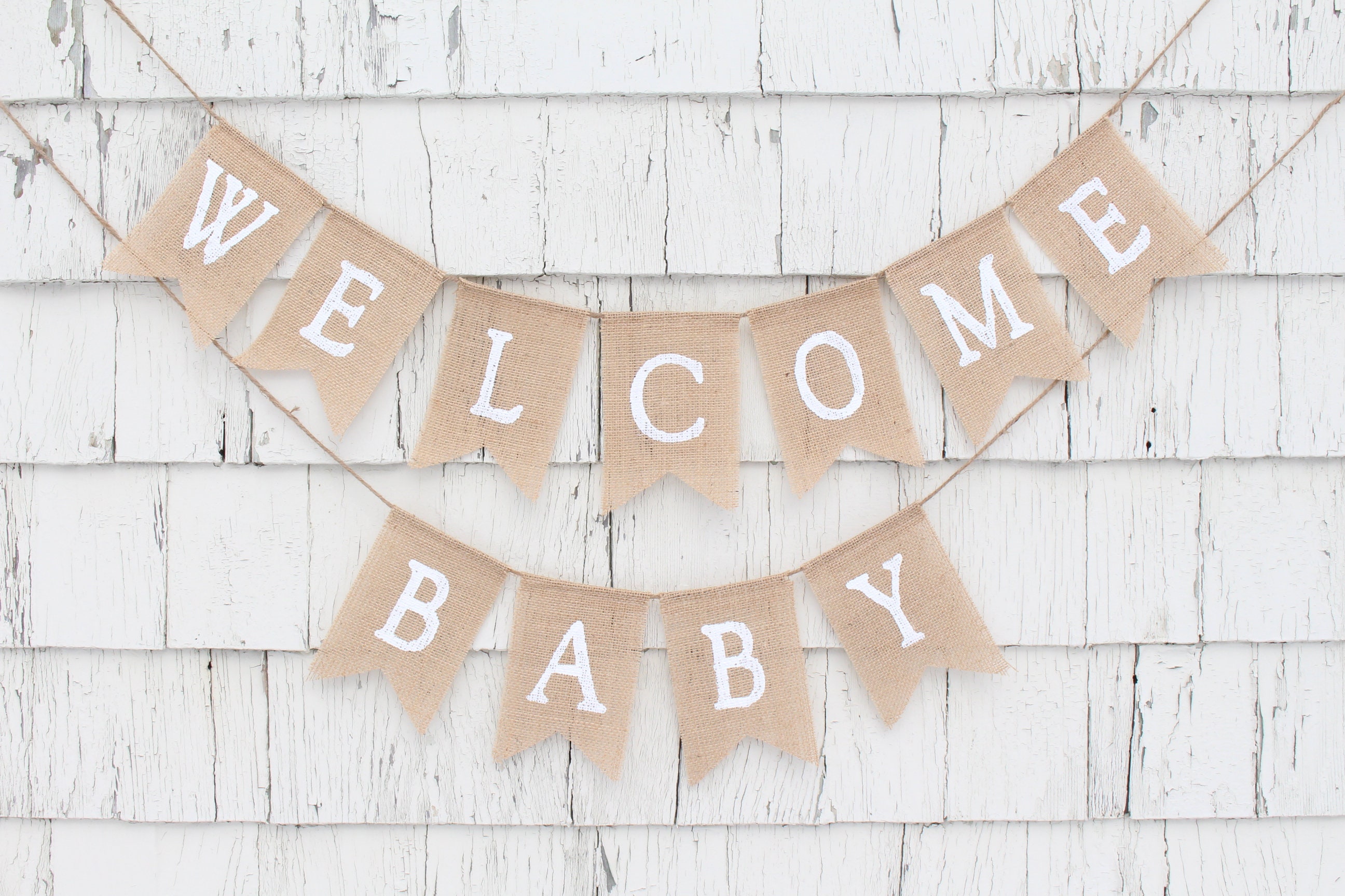 Welcome Baby Banner Welkom baby decoratie linnen slinger vintage linnen Welcome Baby Banner Welkom baby decoratie linnen slinger vintage linnen