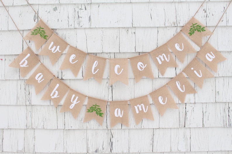 Greenery Baby Shower Banner Greenery Shower Decorations Baby Etsy