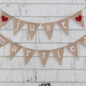 Just Married Banner, Just Married Burlap Bunting, Just Married Garland, Burlap Banner, Rustic Wedding Decorations, Country Wedding Decor