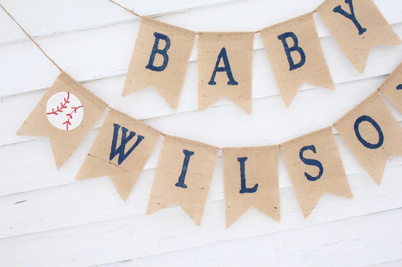 Baseball Baby Shower Decorations, Baseball Baby Banner, Custom Baby Banner, All Star Baby Shower, Vintage Baseball Shower, Personalized Name image 2