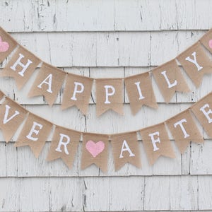 Happily Ever After Banner, Happily Ever After Bunting, Rustic Wedding Decor, Burlap Banner, Burlap Bunting, Rustic Country Bridal Shower image 3