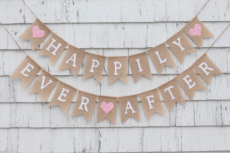 Happily Ever After Banner, Happily Ever After Bunting, Rustic Wedding Decor, Burlap Banner, Burlap Bunting, Rustic Country Bridal Shower image 3