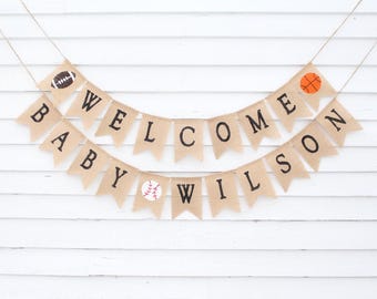 Sports Baby Shower Decorations, Little Allstar Baby Shower Banner, All Star Baby Banner, Welcome Baby Banner, Custom Personalized Banner