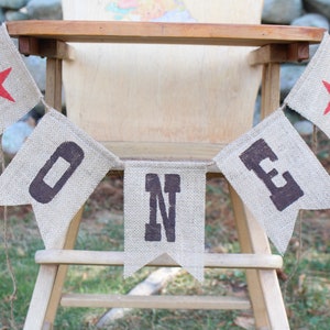 Rodeo Highchair Banner, First Rodeo Birthday Party Decorations, High Chair One Burlap Banner, Western Cowboy First Birthday bild 2