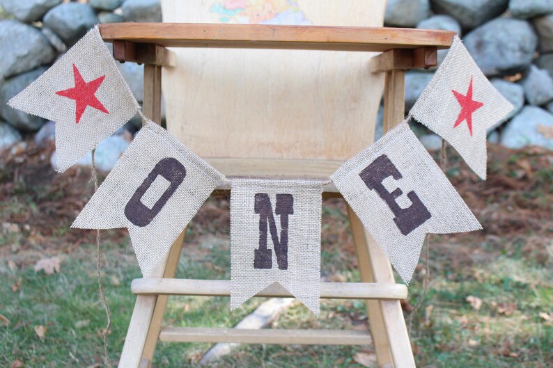 Rodeo Highchair Banner, First Rodeo Birthday Party Decorations, High Chair One Burlap Banner, Western Cowboy First Birthday bild 2