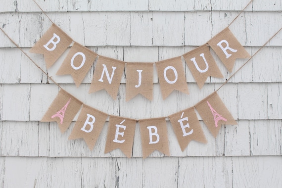 Bonjour Bebe Banner French Baby Shower Paris Theme Baby Etsy