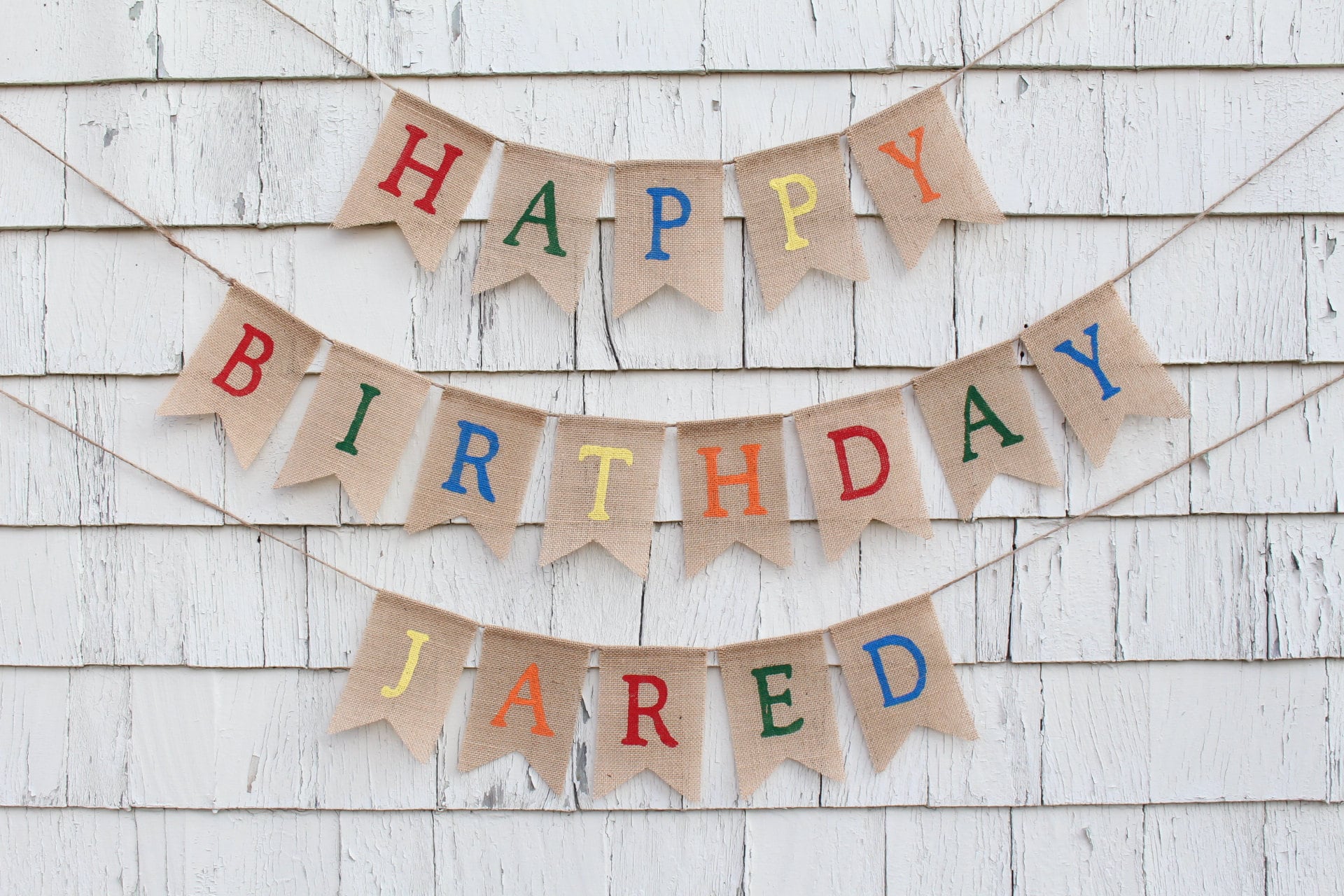 Happy Birthday Banner With Custom Name, Happy Birthday Burlap Banner, Personalized Birthday Banner, Rainbow Birthday Party Supplies