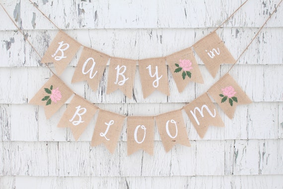 Baby In Bloom Banner, Flower Baby Shower Decorations, Baby in Bloom Baby Shower, Plant Baby Shower, Floral Baby Shower banner, Burlap Banner