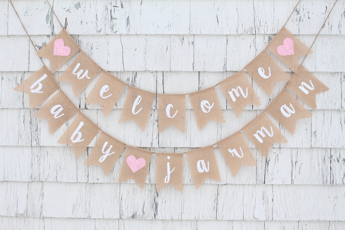 Baby Banner Baby Shower Decor Burlap Baby Banner Etsy Canada