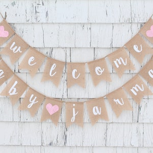Welcome Baby Banner, Baby Shower Decor, Burlap Baby Banner, Baby Shower Banner, Welcome Baby Boy, Welcome Baby Girl, Custom Baby Banner
