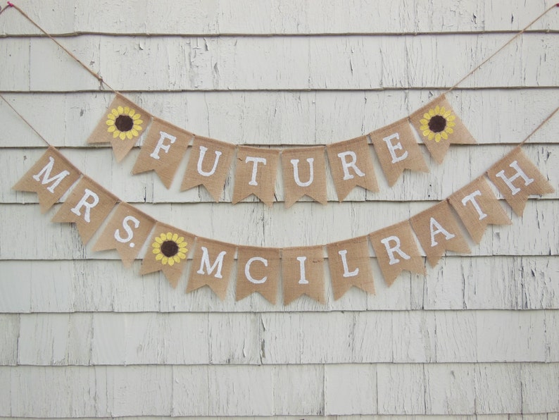 Future Mrs Banner, Custom Banner, Future Mrs garland, Engagement, Bridal Shower Decor, Personalized Burlap Banner Photo Prop, Rustic Country image 3