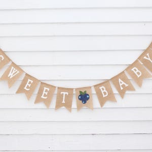 Blueberry Baby Shower, Sweet Baby Burlap Banner, A Berry Sweet Baby is on the Way, Sweet Baby Boy Girl, Blueberry Decorations, Fruit Decor