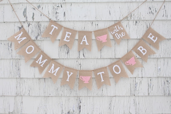 Tea Party Baby Shower, A Baby Is Brewing, Tea With Mommy To Be, Baby Shower Burlap Banner, Mommy To Be Banner, Tea Party Shower Decorations
